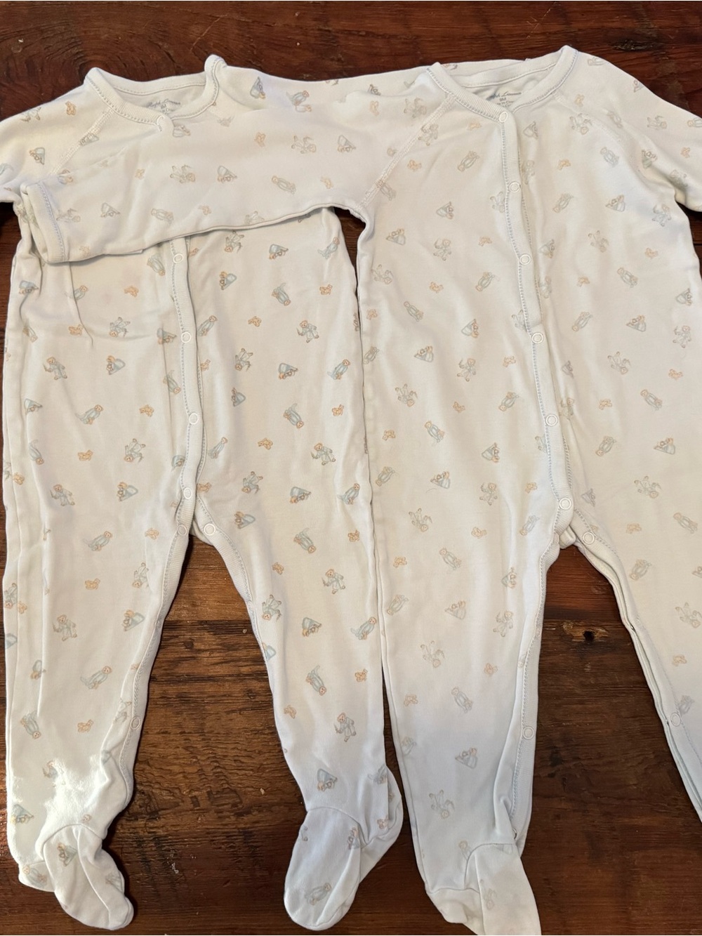 Ralph Lauren Off-White Footed One-Piece with Pastel Animal Print